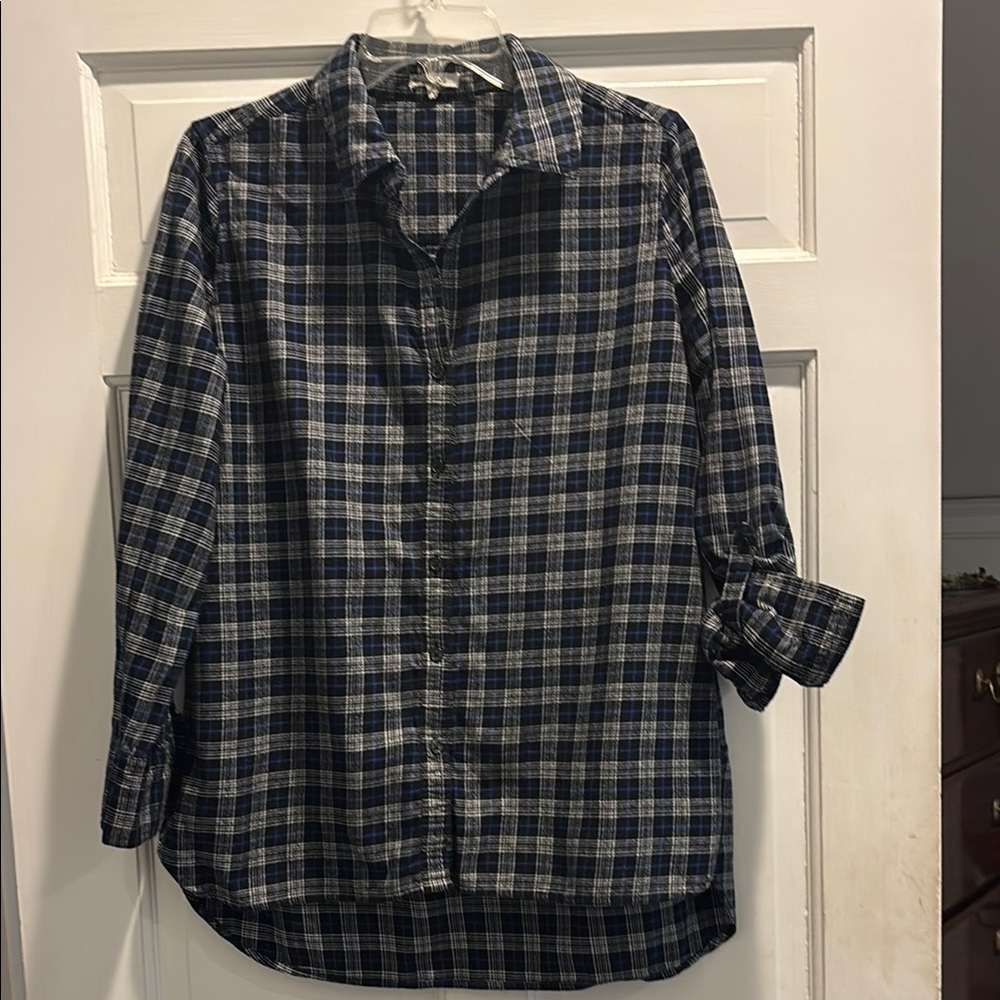 Tyler Boe flannel Blue Plaid tunic